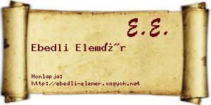 Ebedli Elemér névjegykártya